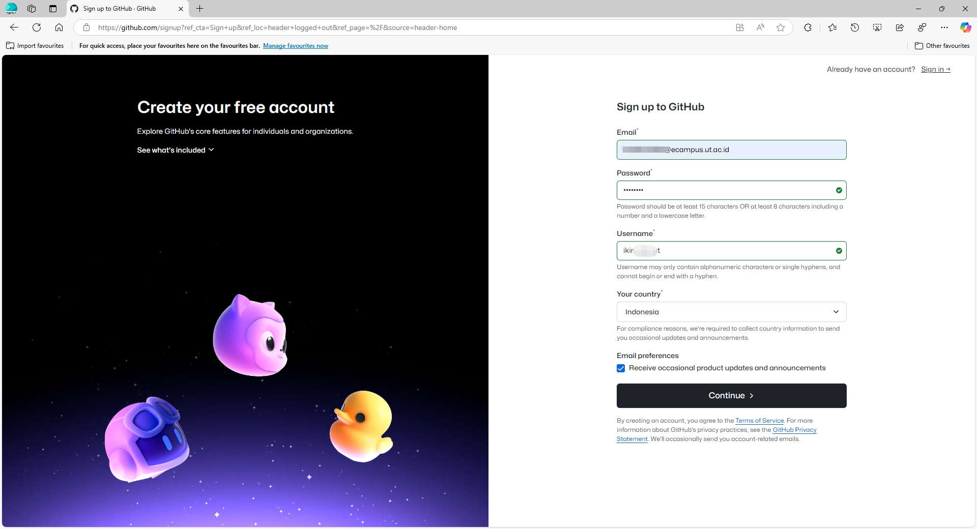 Gambar 1: Halaman depan GitHub untuk Sign Up / Sign In