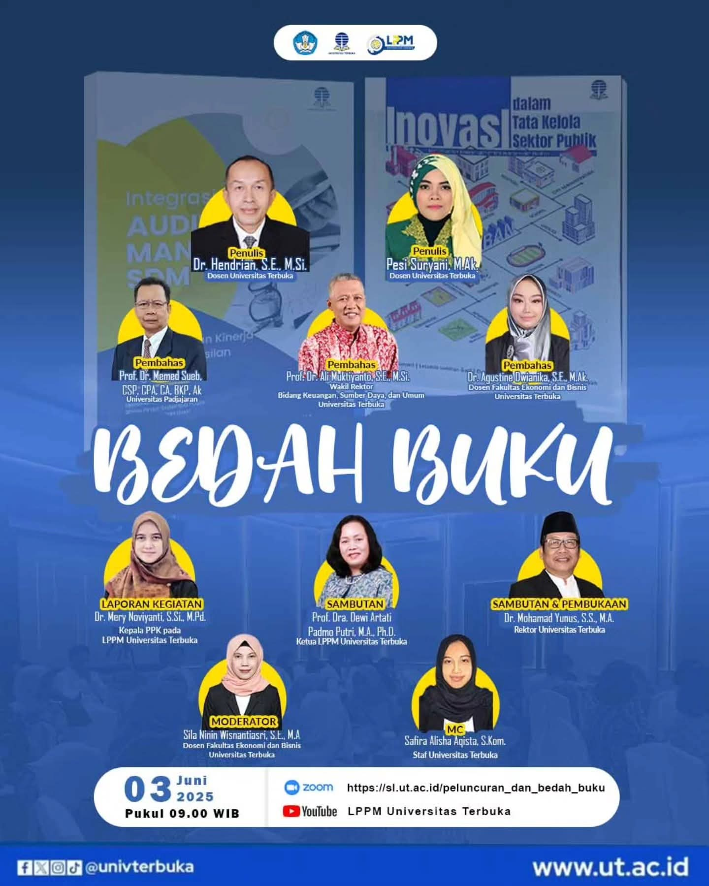 Poster Bedah Buku LPPM UT 2025